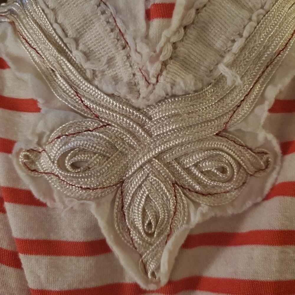 Free People Tank Stripes Peplum Orange Whi…
